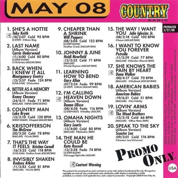Promo Only: Country Radio May 2008